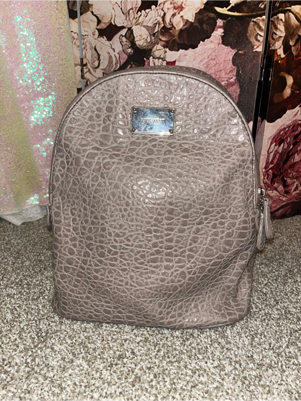 Nine West Croc-Embossed Light Taupe Backpack